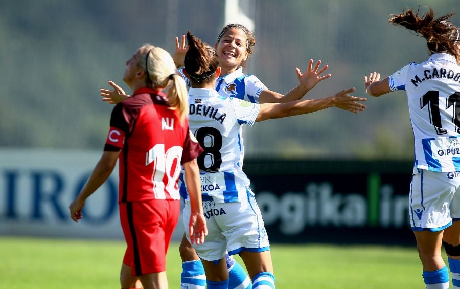 La Real ha vencido al Sevilla 2-0 este mediodía en Zubieta y es segunda en la clasificación con tres triunfos, un empate y cero derrotas.