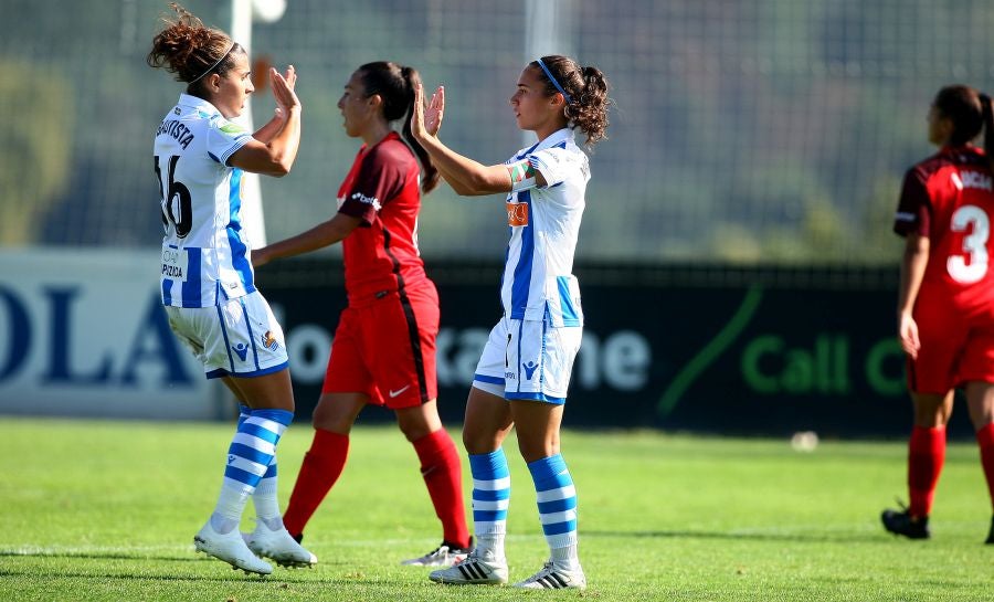 La Real ha vencido al Sevilla 2-0 este mediodía en Zubieta y es segunda en la clasificación con tres triunfos, un empate y cero derrotas.