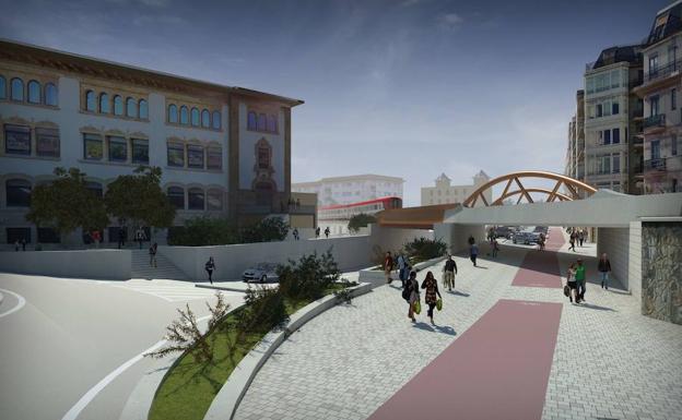 Imagen virtual para el proyecto de eliminación del viaducto de Iztueta, entre los barrios donostiarras de Gros y Egia.