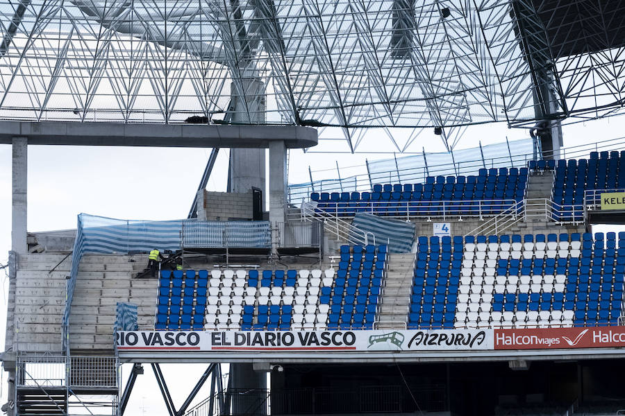 Las obras en el estadio de Anoeta avanzan a buen ritmo.