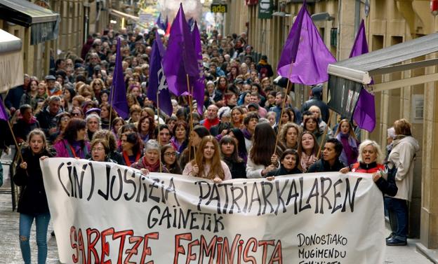 Acto del movimiento feminista en San Sebastián.