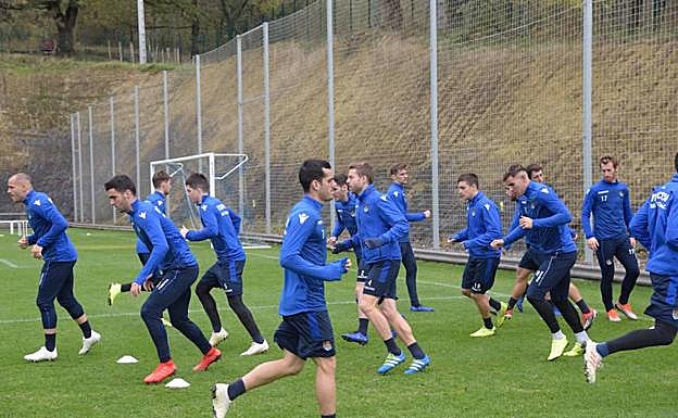 Imagen del entrenamiento de este sábado en Zubieta.