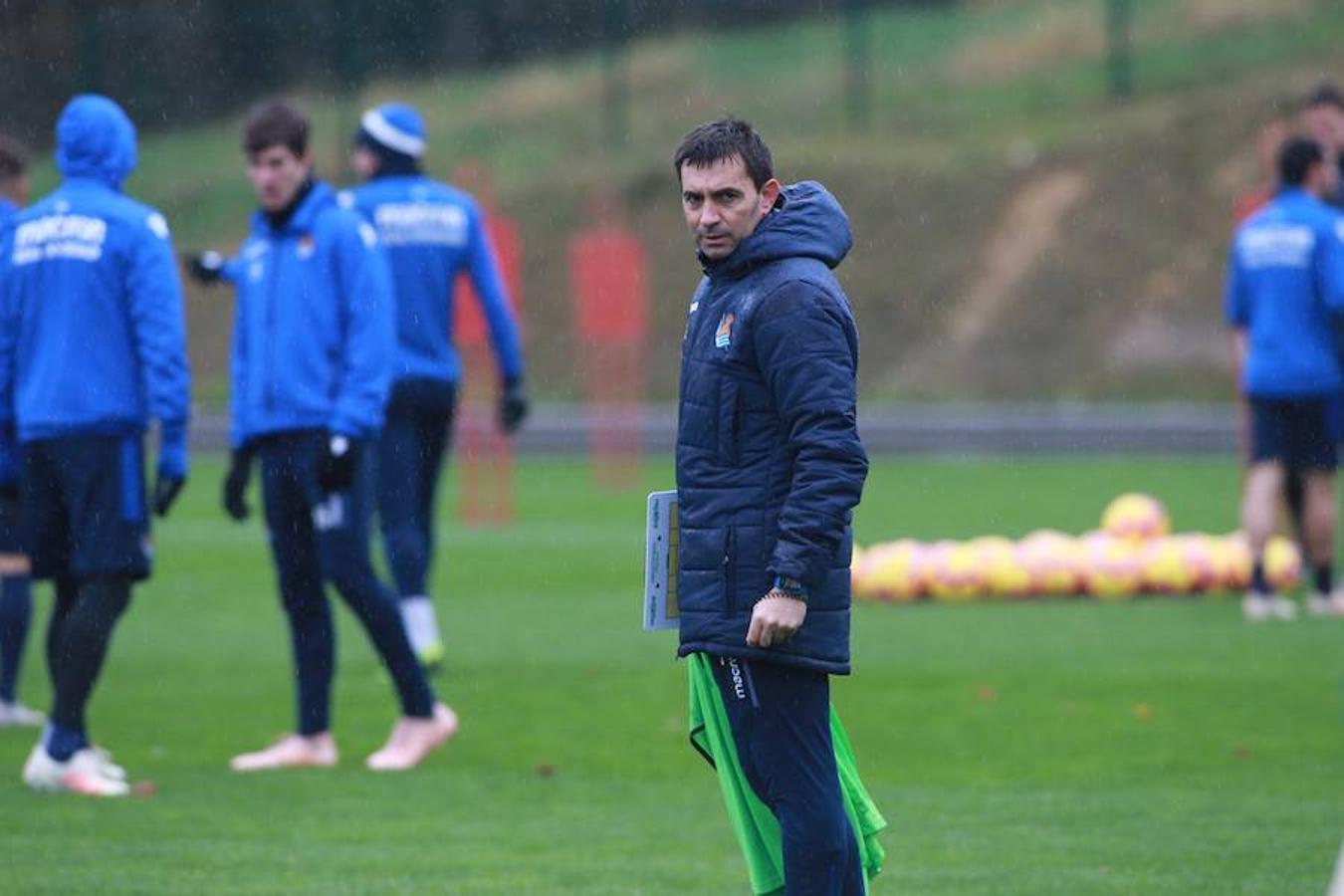 El equipo txuri-urdin se ha ejercitado hoy en Zubieta antes de medirse este sábado al Getafe