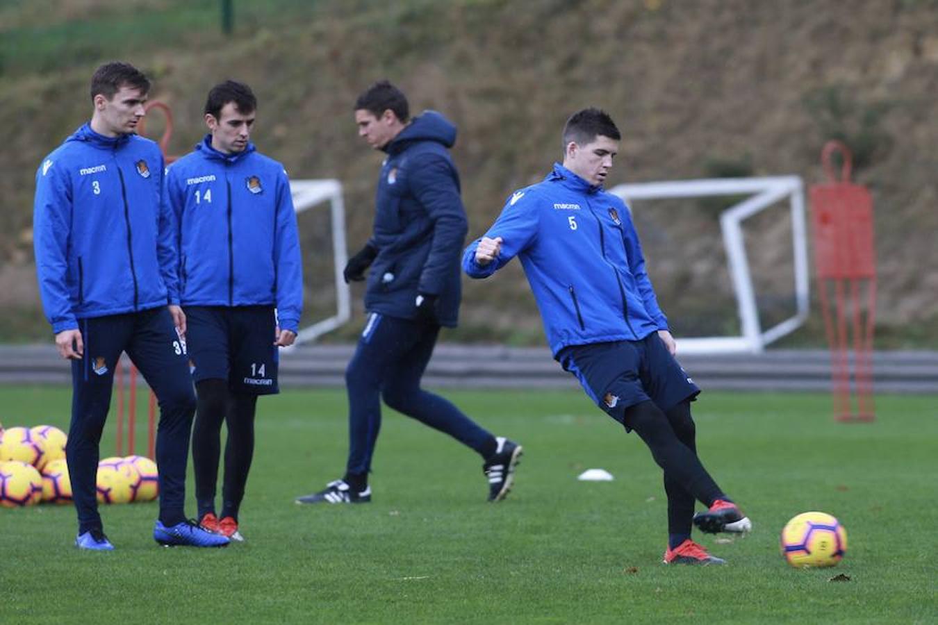 El equipo txuri-urdin se ha ejercitado hoy en Zubieta antes de medirse este sábado al Getafe