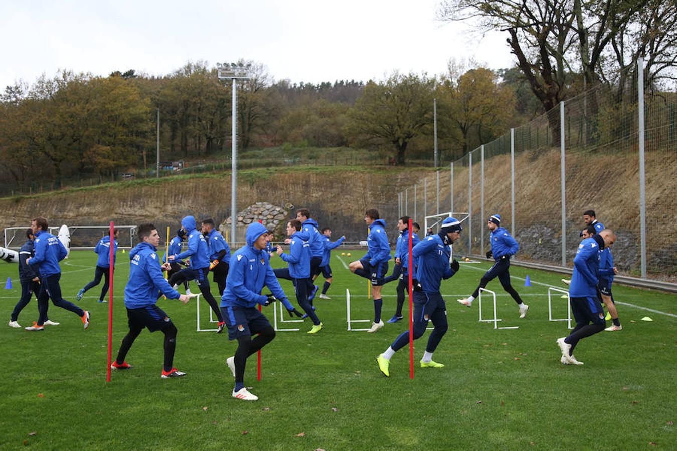 El equipo txuri-urdin se ha ejercitado hoy en Zubieta antes de medirse este sábado al Getafe