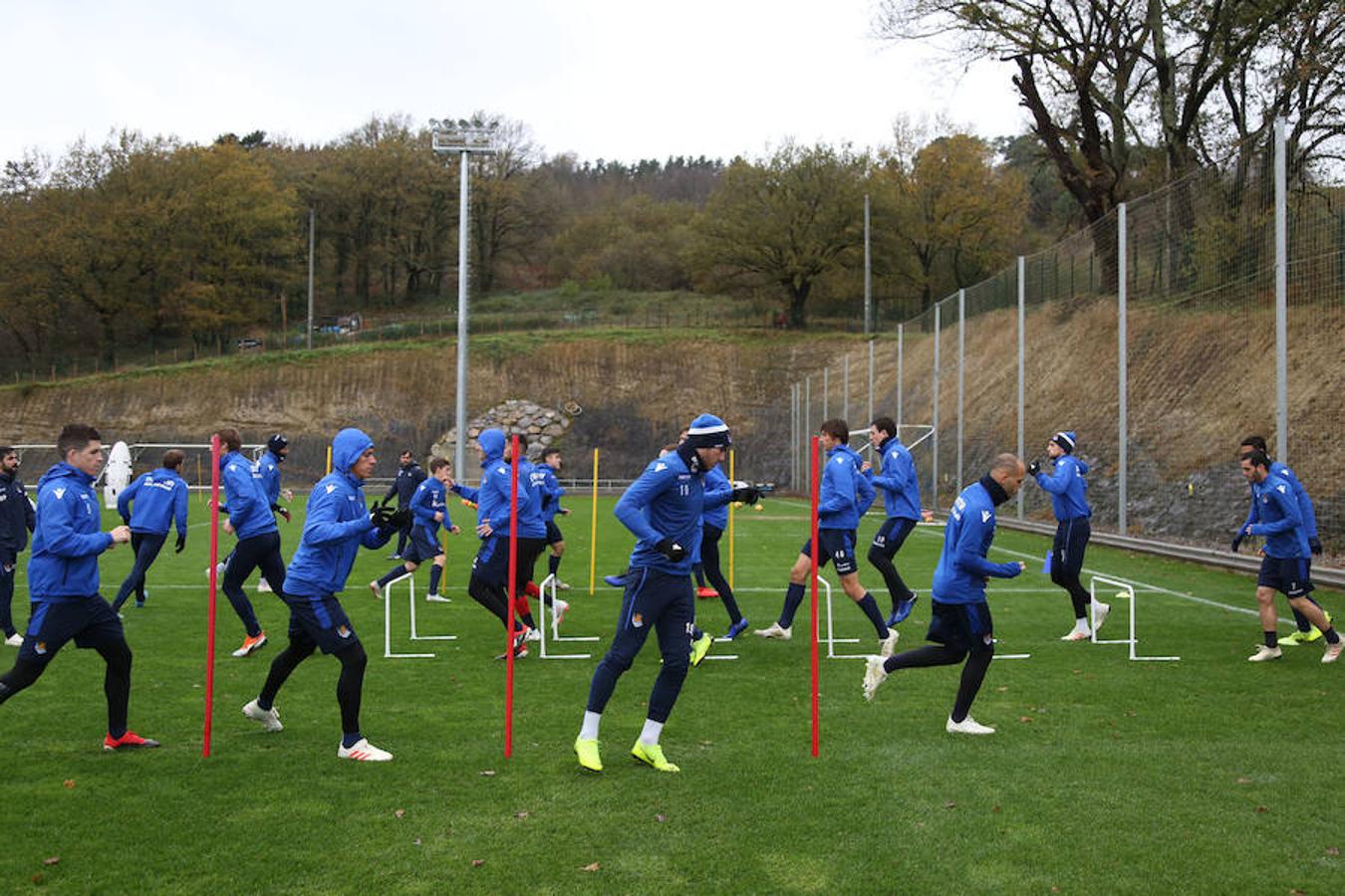 El equipo txuri-urdin se ha ejercitado hoy en Zubieta antes de medirse este sábado al Getafe