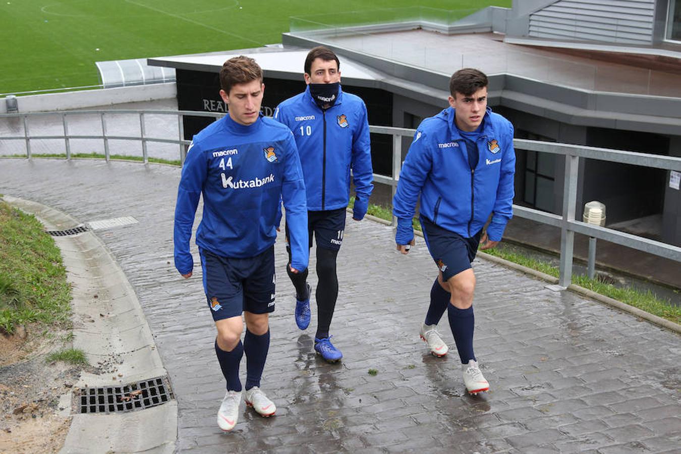 El equipo txuri-urdin se ha ejercitado hoy en Zubieta antes de medirse este sábado al Getafe