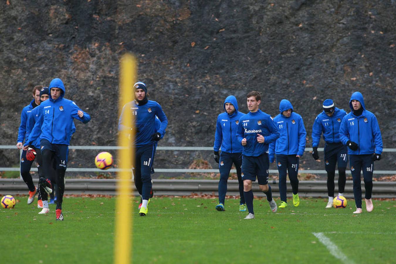 El equipo txuri-urdin se ha ejercitado hoy en Zubieta antes de medirse este sábado al Getafe
