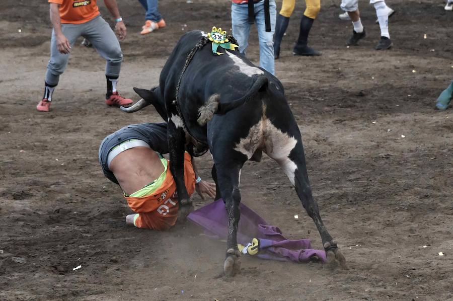 «Toreros improvisados» como se les conocen en Costa Rica, participan en una corrida de toros durante la tradicional Fiesta de Zapote, la cual se celebra anualmente entre la última semana de diciembre y la primera de enero, hoy en San José (Costa Rica).