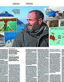 Imagen secundaria 2 - Arriba, el primer desfile de los Echevarría. Abajo; de izquierda a derecha, Marko (17 años), Papu, Haizea (8 años), Unai (8 años), Fatima, Taani (19 años) y Elaia (12 años). En el lado izquierdo, reproducción del reportaje que DV dedicó a la historia de Papu en marzo de 2018.