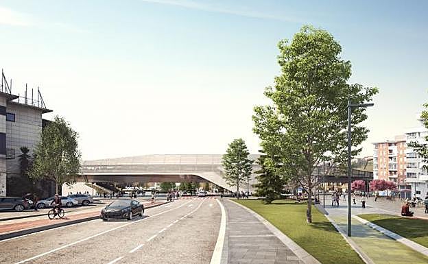 A la derecha se observa la gran plaza que quedará ante la estación de Euskotren. 