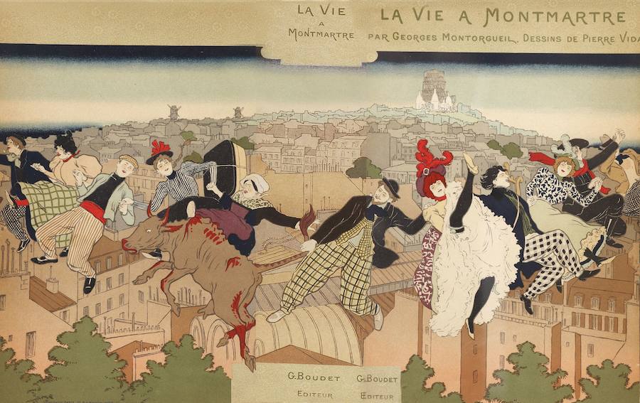 Pierre Marie Louis Vidal (1849-1925), cubierta-para-'La-vie-a-Montmartre' (1897), una de las obras de la exposición 'Toulouse-Lautrec y el espíritu de Montmartre'