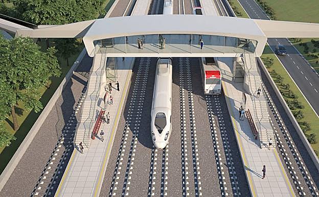 Fotomontaje de la futura estación del TAV en Astigarraga.