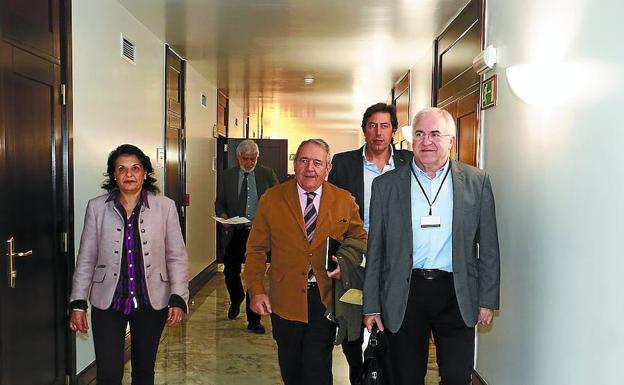 Antonio López y Mikel Ormazabal se dirigen a la Comisión de Educación. 