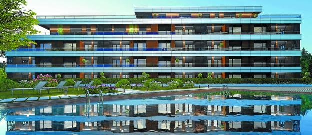Garaia. Amenabar construirá 69 viviendas libres en dos bloques con piscina en medio. 