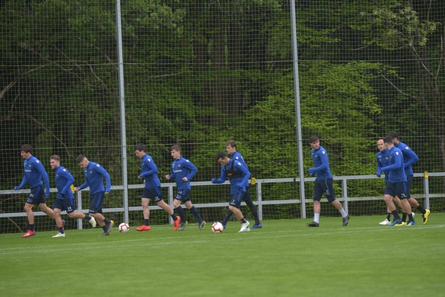La Real Sociedad se prepara para el partido de mañana en Anoeta ante el Getafe. 