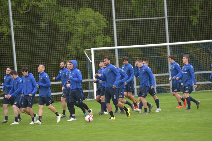 La Real Sociedad se prepara para el partido de mañana en Anoeta ante el Getafe. 