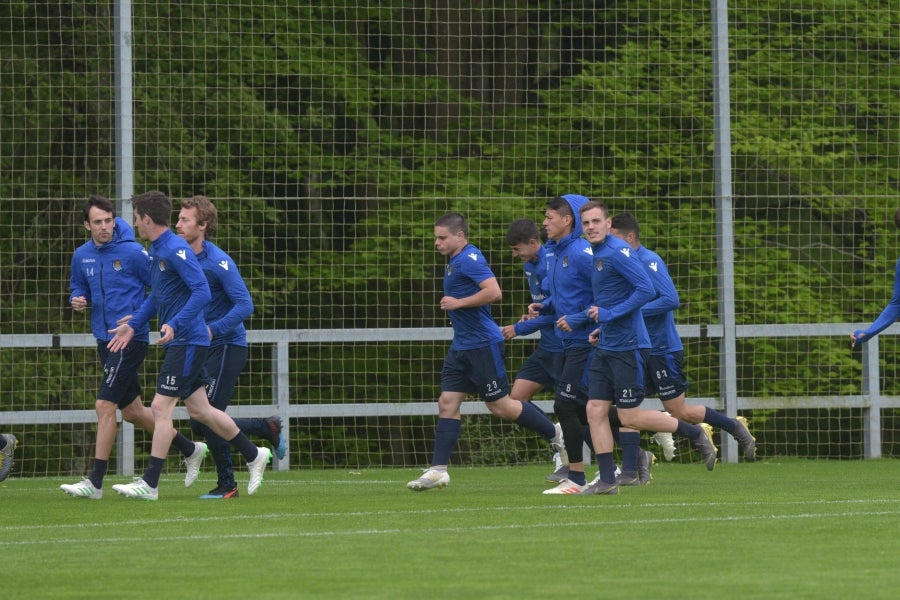 La Real Sociedad se prepara para el partido de mañana en Anoeta ante el Getafe. 