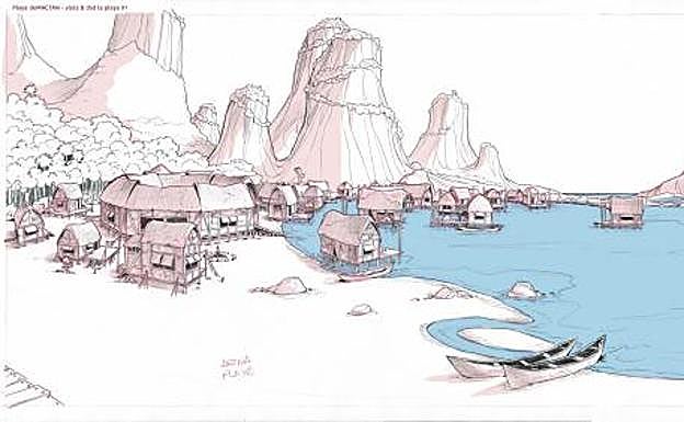 Boceto de uno de los escenarios de la película