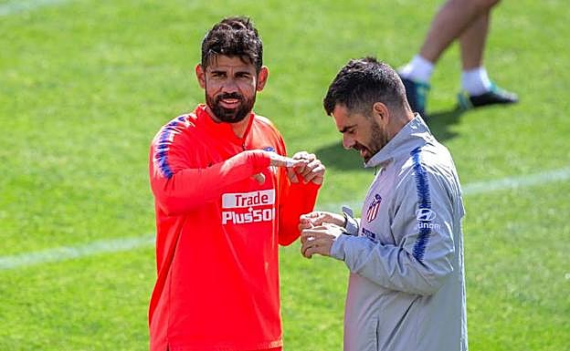 Diego Costa, durante un entrenamiento con el Atlético de Madrid. 