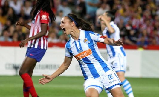 Nahikari García celebra el tanto marcado en la final de la Copa de la Reina. 