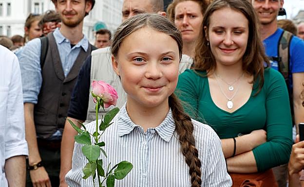 Greta Thumberg, durante una de las manifestaciones en defensa del medio ambiente que se celebran los viernes.