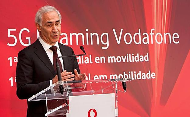 El Presidente de Vodafone España Antonio Coimbra, durante la presentación que Vodafone España y Vodafone Portugal.
