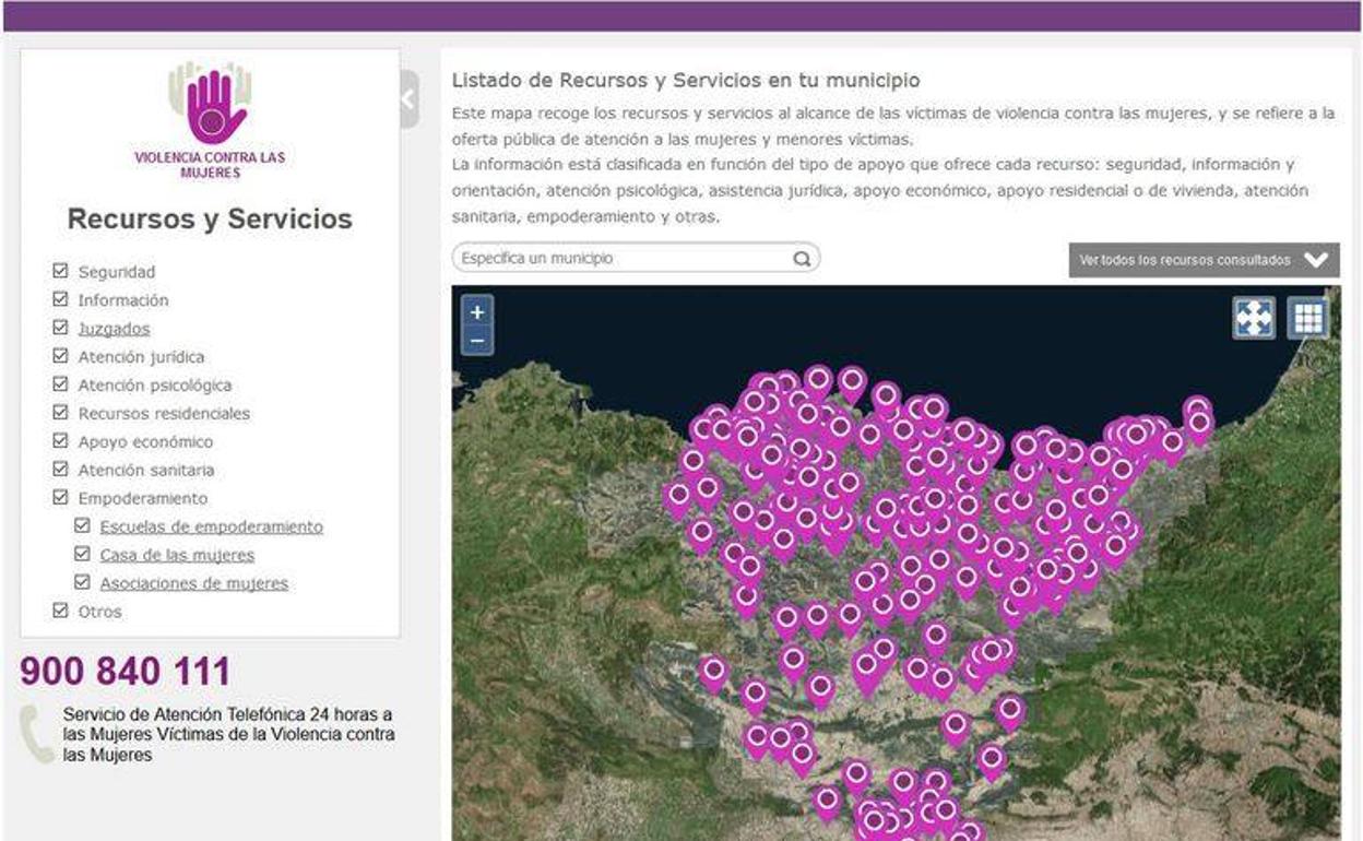 Indarkeria matxistaren aurkako baliabideen mapa geolokalizatua sareratu du Emakundek