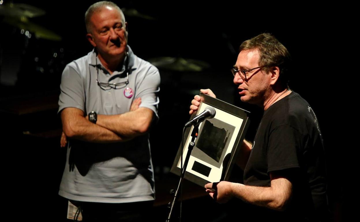 John Zorn durante la recogida del Premio Donostiako Jazzaldia 2019. 