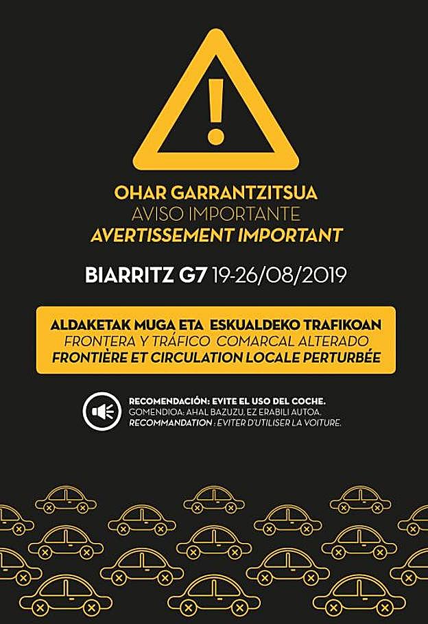 El cartel informativo del Ayuntamiento de Irun.