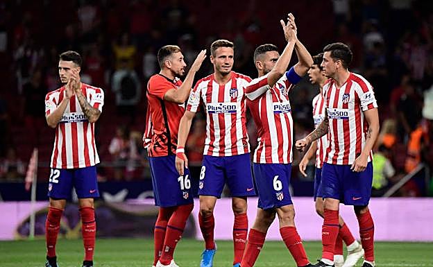 Los jugadores del Atlético celebran el triunfo ante el Getafe. 