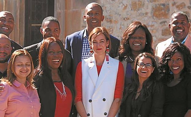 María Ubarretxena (PNV), con políticos y concejales de Brooklyn y el Bronx, en Mondragon.