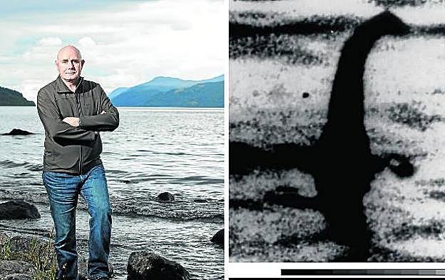 Neil Gemmell, a orillas del lago Ness. A la izquierda, la llamada foto del cirujano, un fraude de 1934. 
