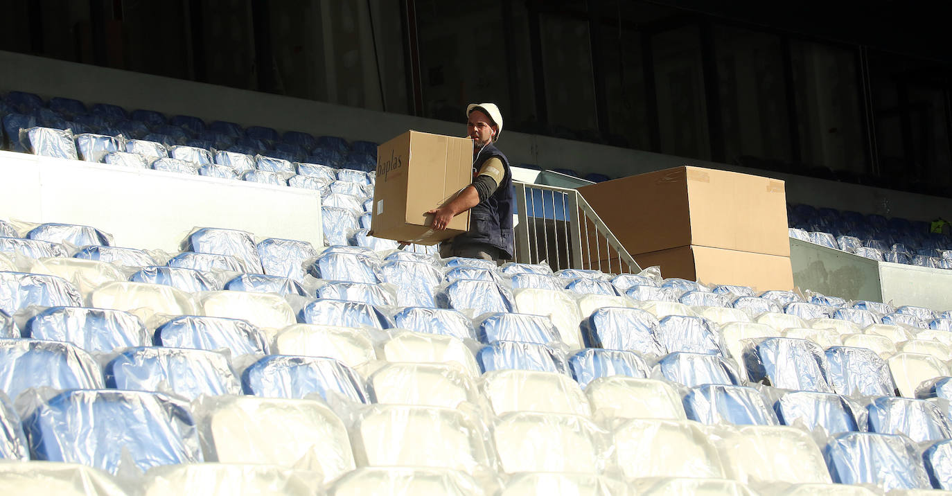 El estadio prácticamente está listo para acoger su estreno con todas las gradas completas en el Real Sociedad - Atlético de Madrid del próximo sábado 14