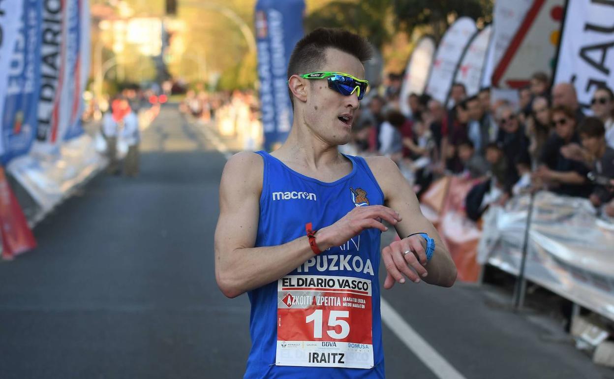 Iraitz Arrospide, en la llegada de la Azkoitia-Azpeitia de este año. 