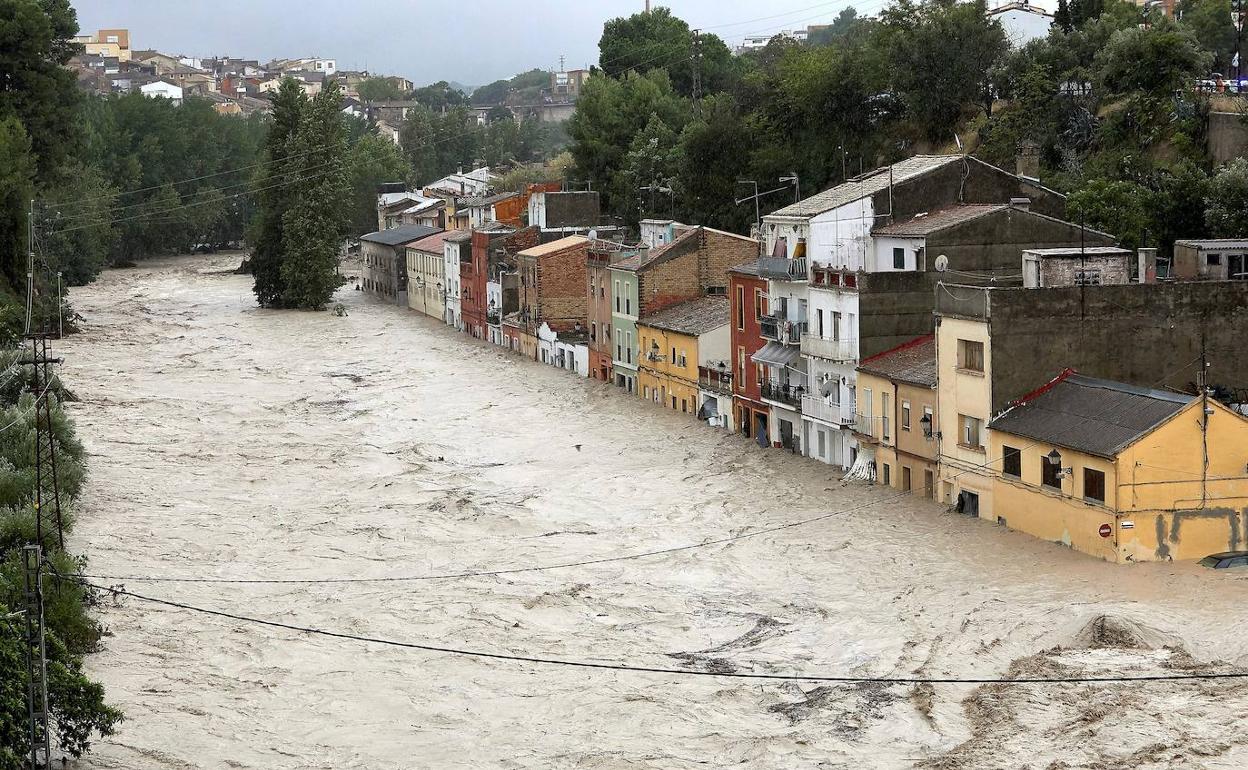 Riada causada por las precipitaciones de la DANA, el pasado jueves en la localidad valenciana de Ontinyent.