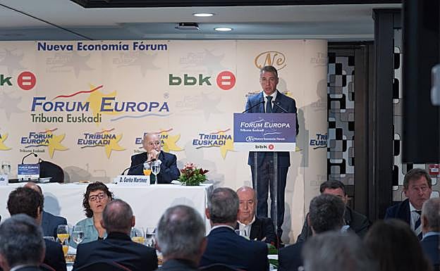 Iñigo Urkullu, en el 'Fórum Europa, Tribuna Euskadi' celebrado en Bilbao
