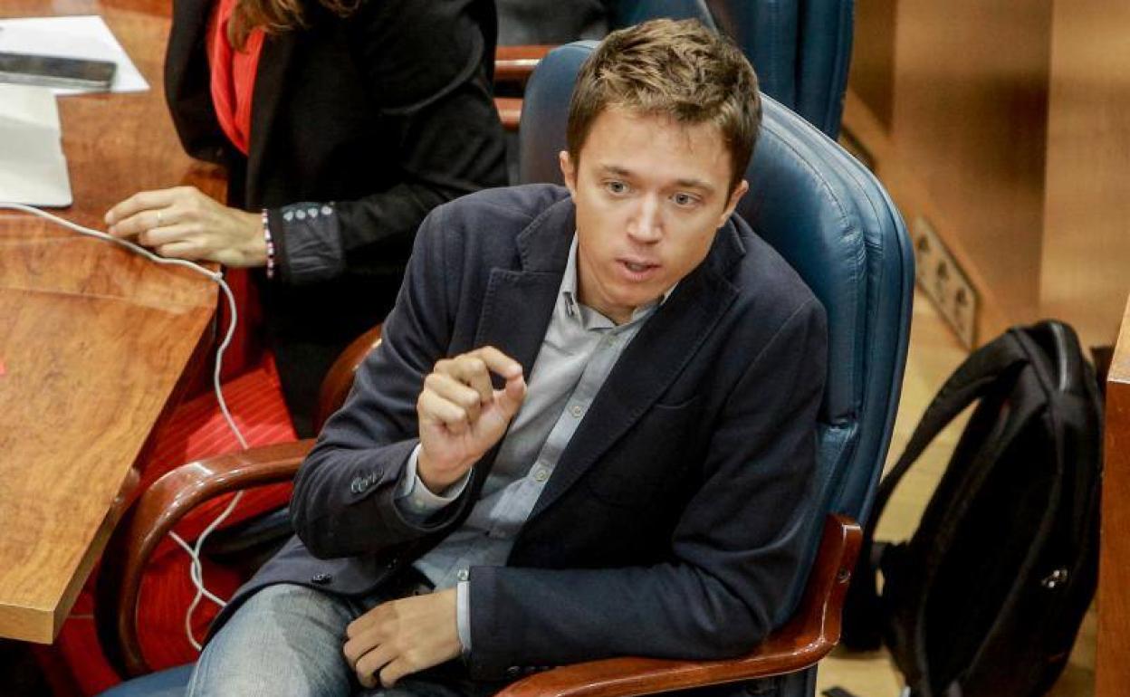 Íñigo Errejón, este jueves durante la Asamblea de Madrid.