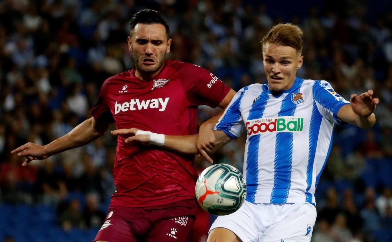Odegaard, durante el encuentro ante el Sevilla. 