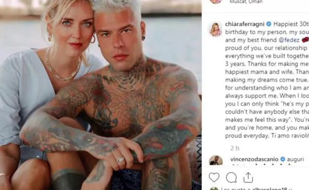 Fedez cumple 30 años rodeado de su mujer y sus amigos