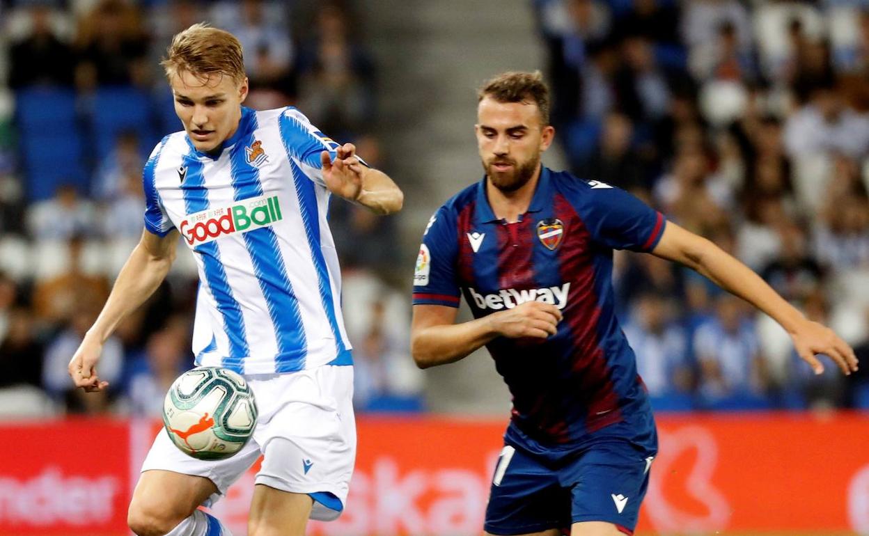 Odegaard en el encuentro ante el Levante.