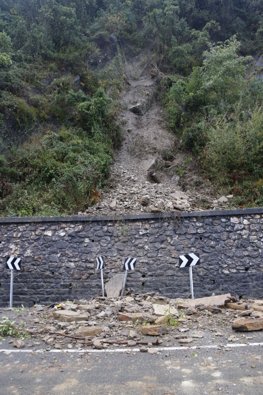 Un gran desprendimiento de rocas producido ha obligado a cortar la carretera durante cinco horas