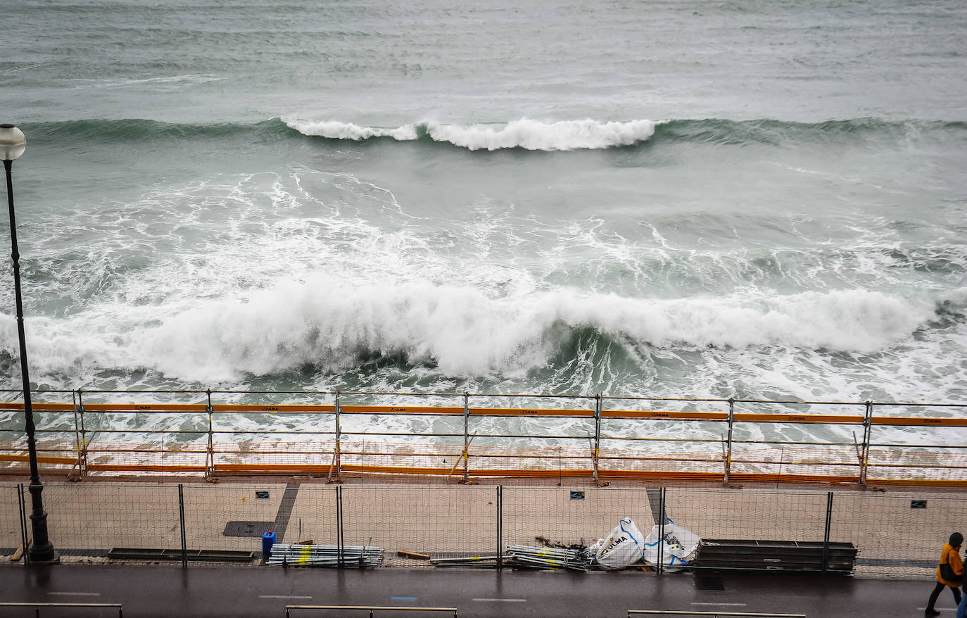 El viento ha provocado numerosos daños materiales en Gipuzkoa, especialmente en Donostia, con árboles y andamios caídos por toda la ciudad.