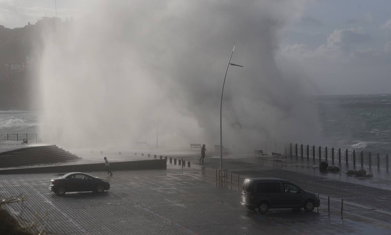 El viento ha provocado numerosos daños materiales en Gipuzkoa, especialmente en Donostia, con árboles y andamios caídos por toda la ciudad.