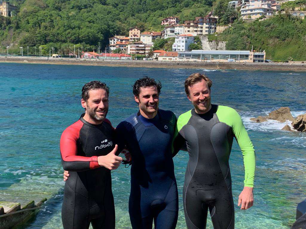 2019: Campaña de las elecciones municipales, forales y europeas en Gipuzkoa. Borja Sémper, candidato del PP a la alcaldía de San Sebastián, posando con Mikel Lezama y Borja Corominas.