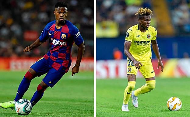 Ansu Fati (Barça) y Chukwueze (Villarreal), dos de las grandes promesas africanas en España. 