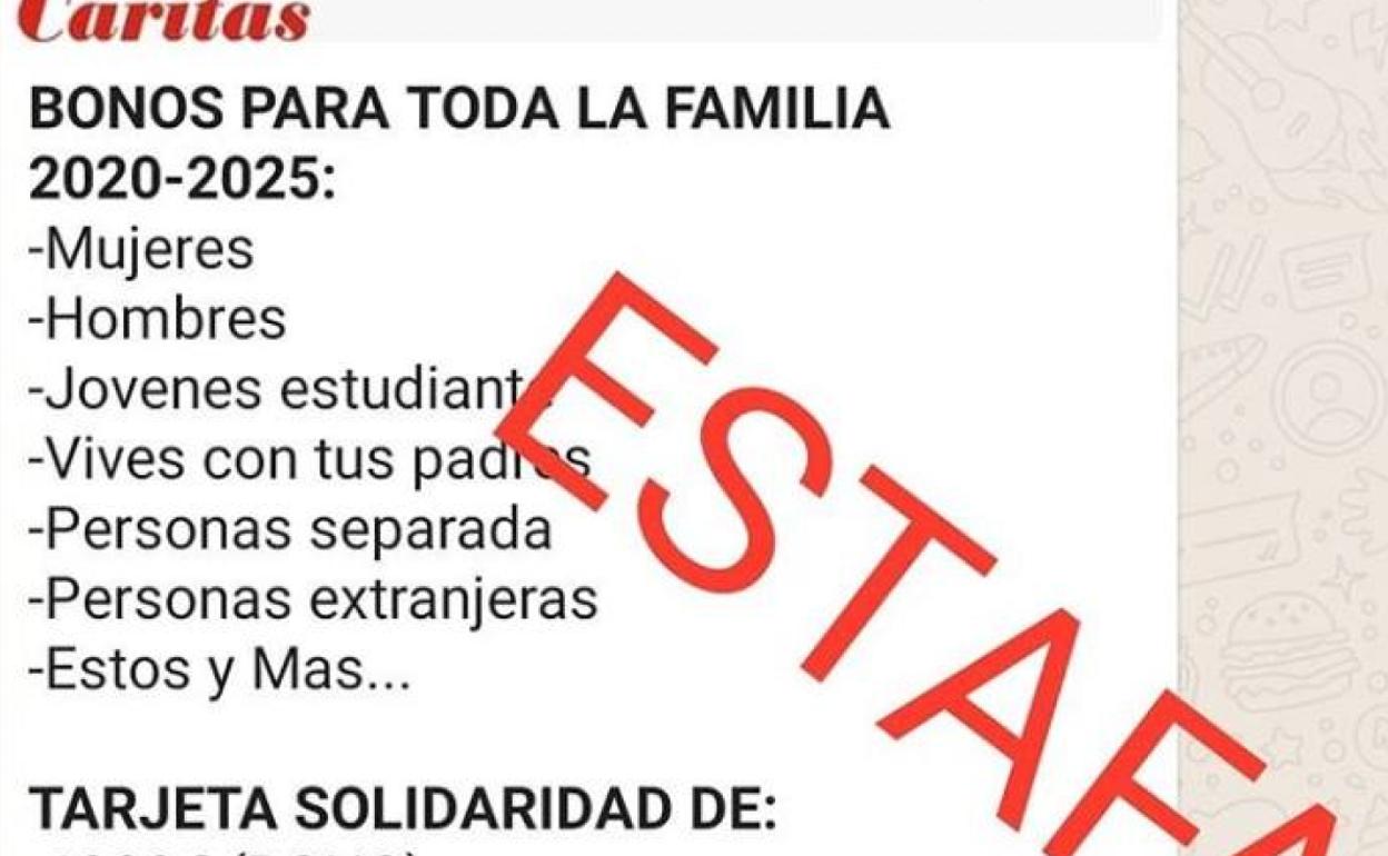 Cáritas denuncia una estafa por internet