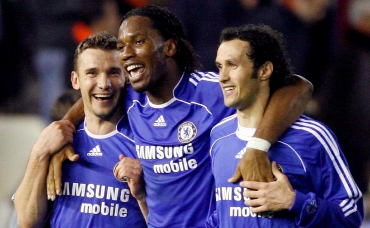 Shevchenko, Drogba y Ricardo Carvalho en una imagen de archivo con el Chelsea. 