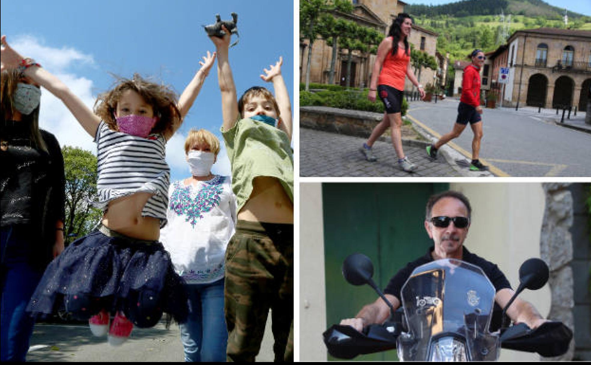 Euskadi entró ayer en una fase 1 más relajada y muchos aprovecharon para visitar a la familia o ir al monte