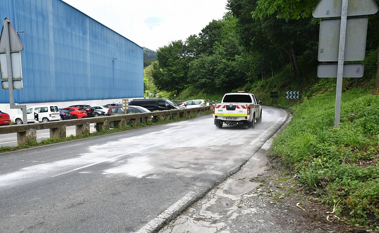 Zona del accidente a la altura de Aizarnazabal. 